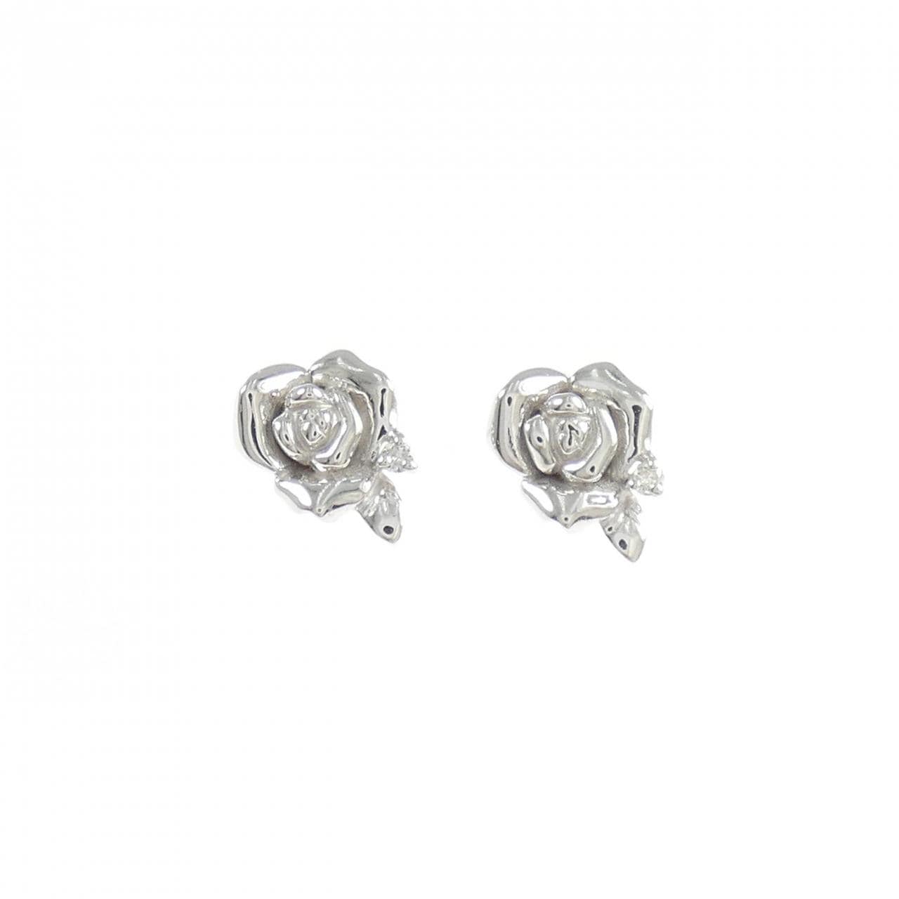 K18WG ローズ ダイヤモンド ピアス 0.02CT