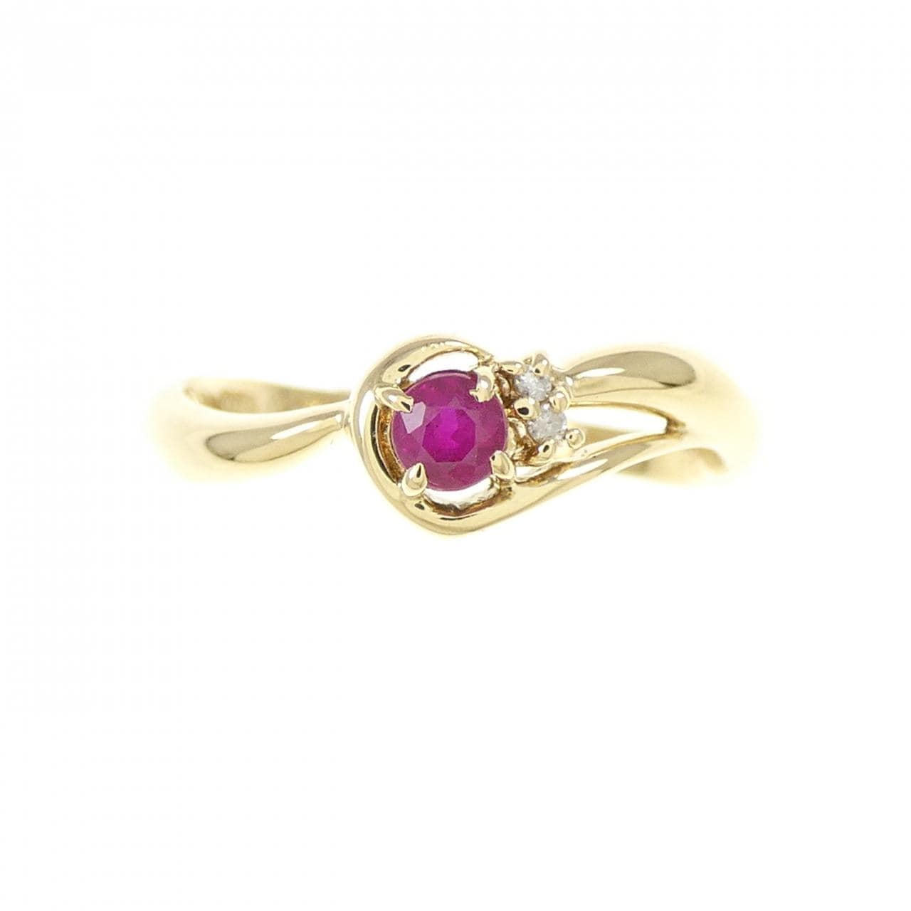 K18YG ルビー リング 0.22CT