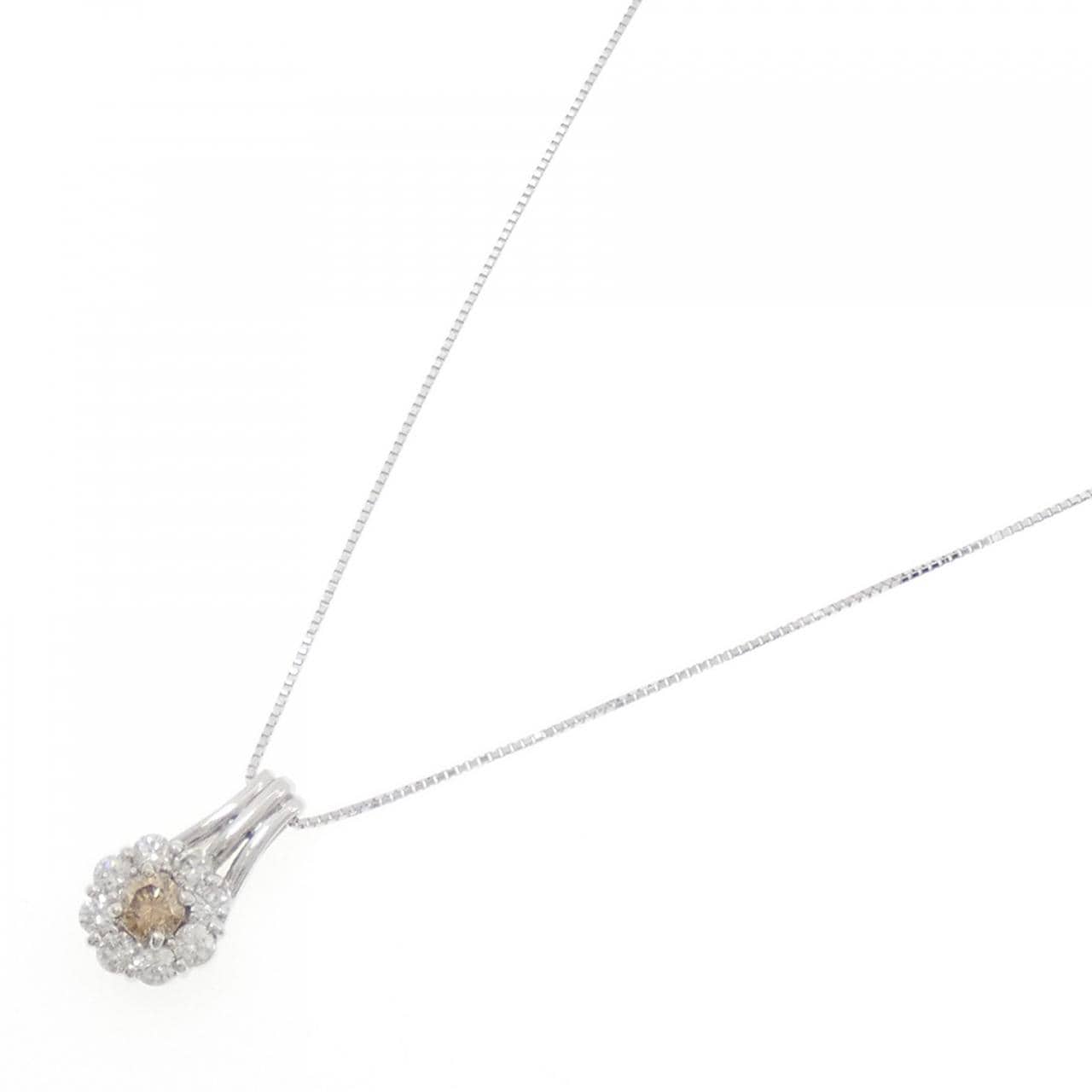 K18WG flower Diamond necklace 0.27CT