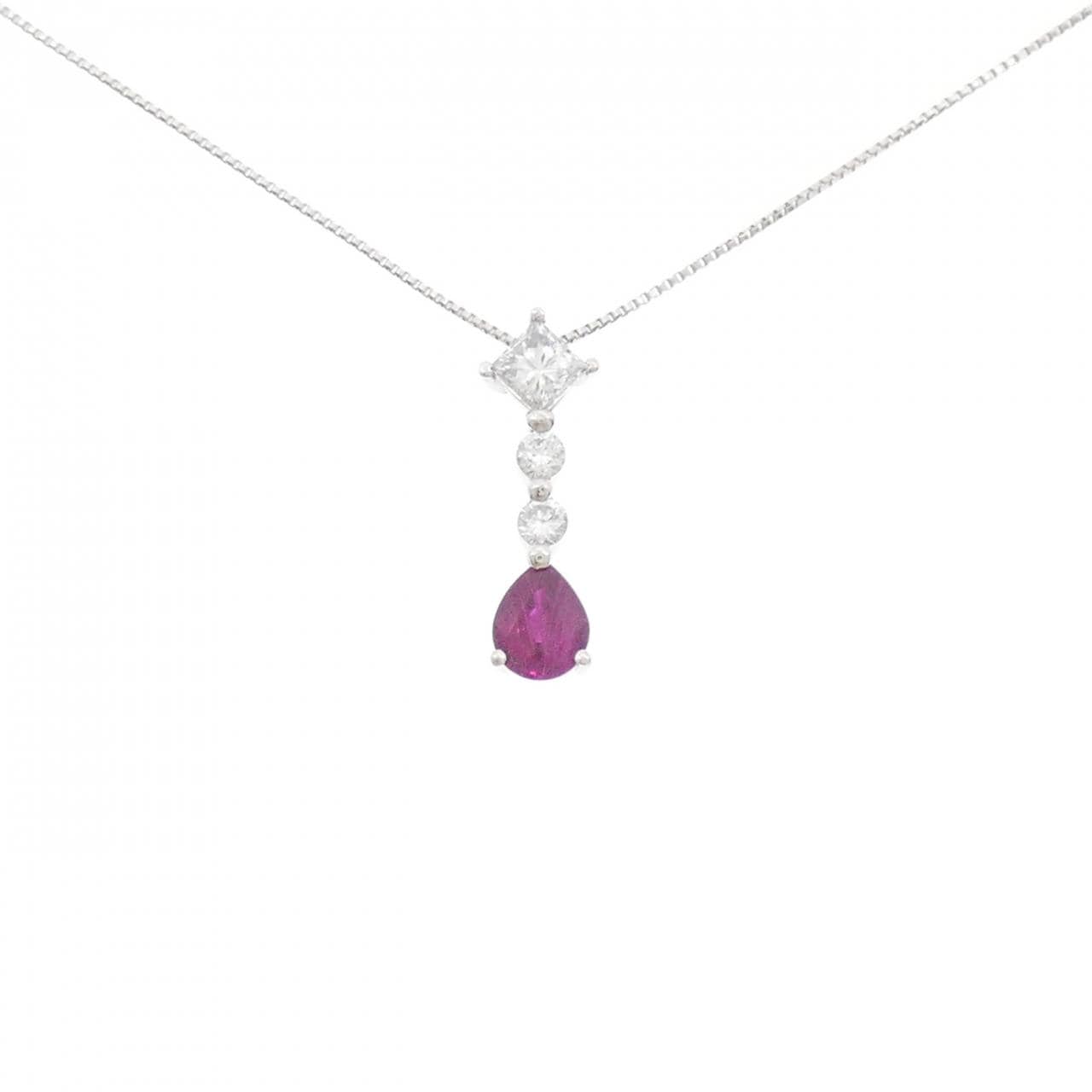 PT900/PT850 ルビー ネックレス 0.56CT