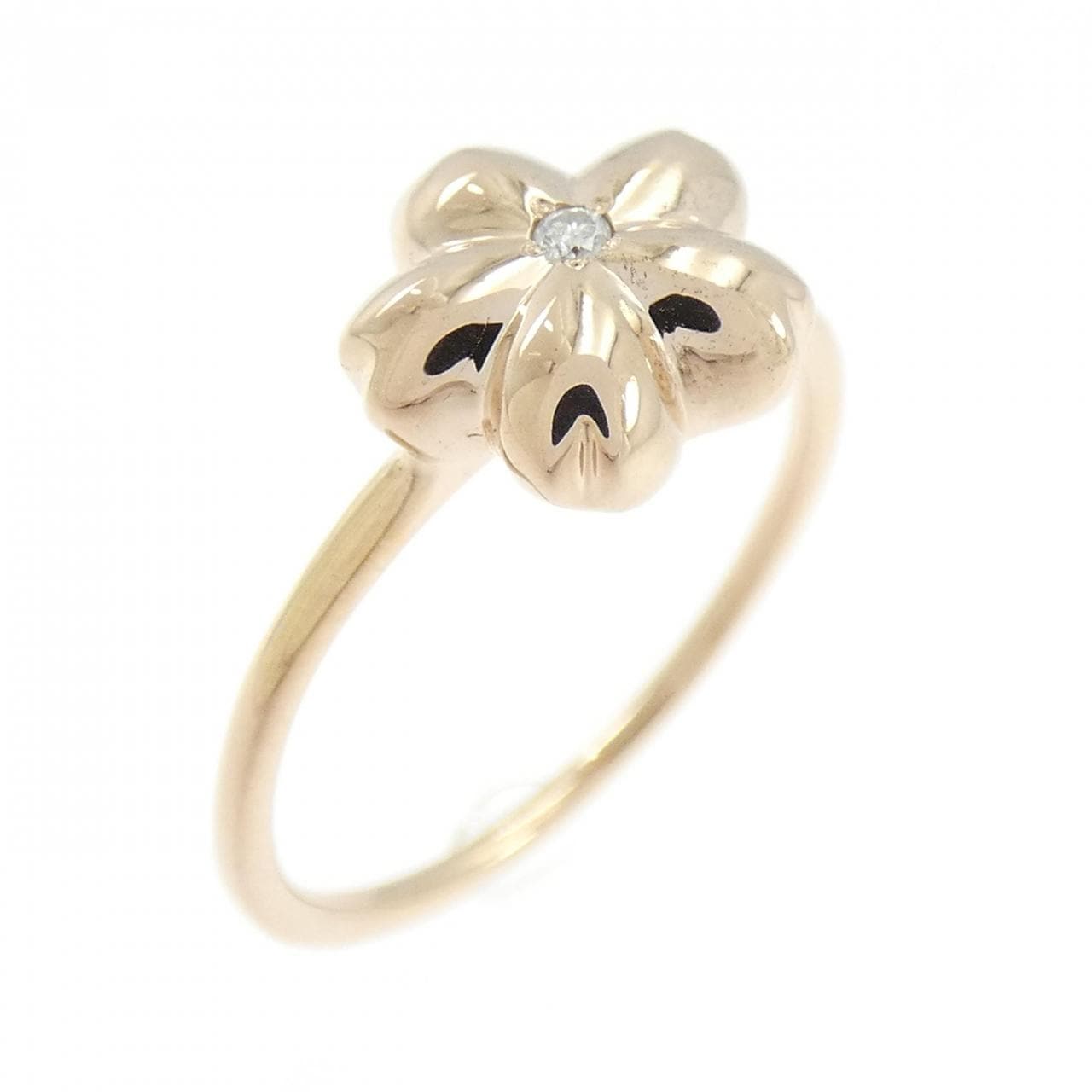 K18PG フラワー ダイヤモンド リング 0.01CT