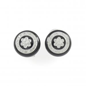 K18WG フラワー オニキス ピアス/イヤリング 10.11CT