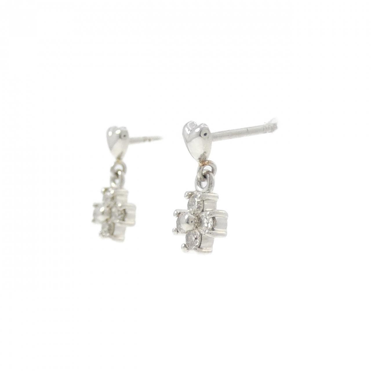 PT/PT900 クロス×ハート ダイヤモンド ピアス 0.16CT
