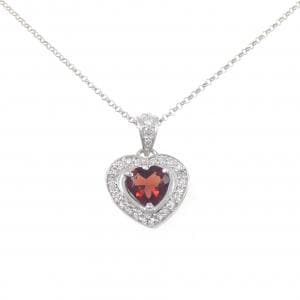 K18WG ハート ガーネット ネックレス 0.87CT