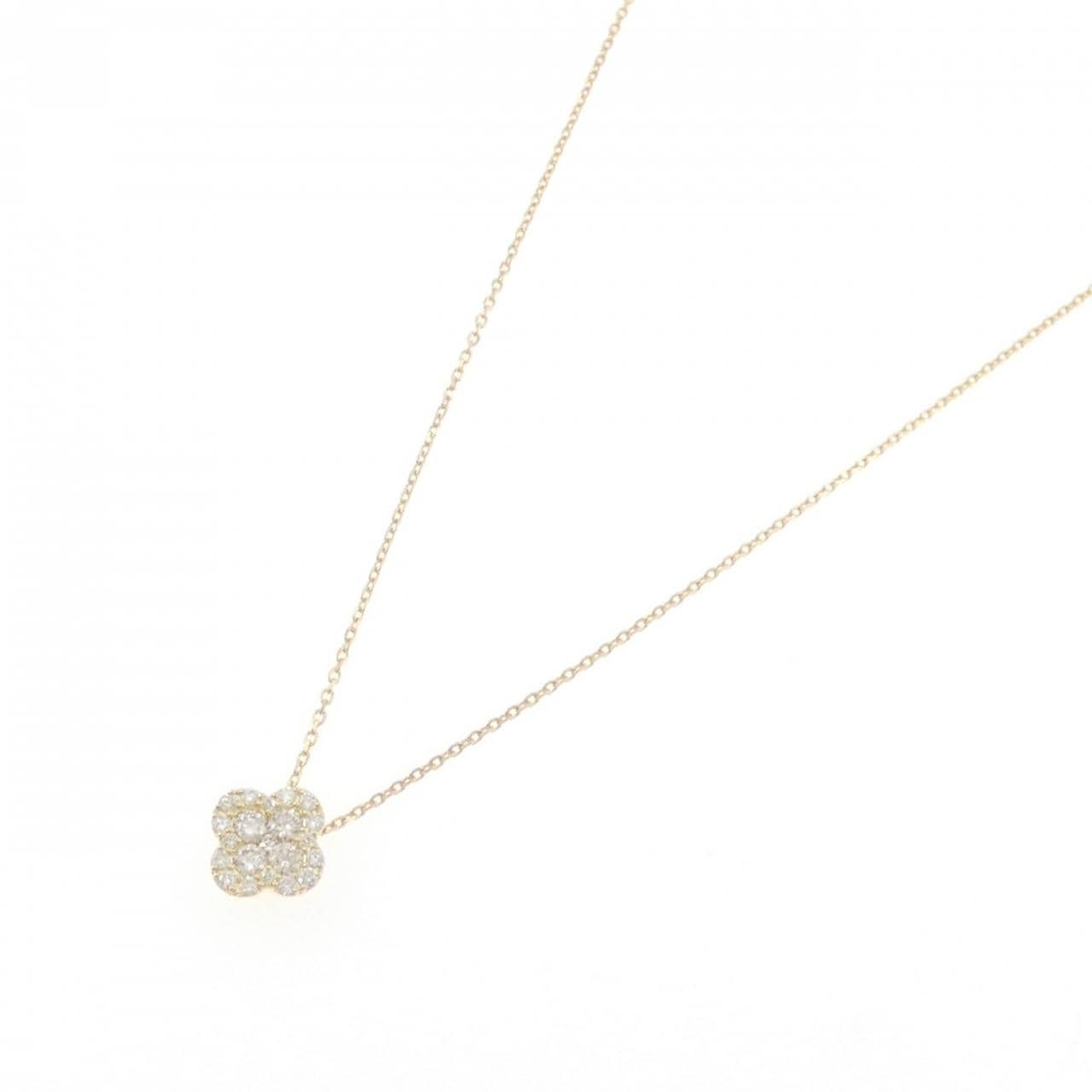 K18YG フラワー ダイヤモンド ネックレス 0.23CT