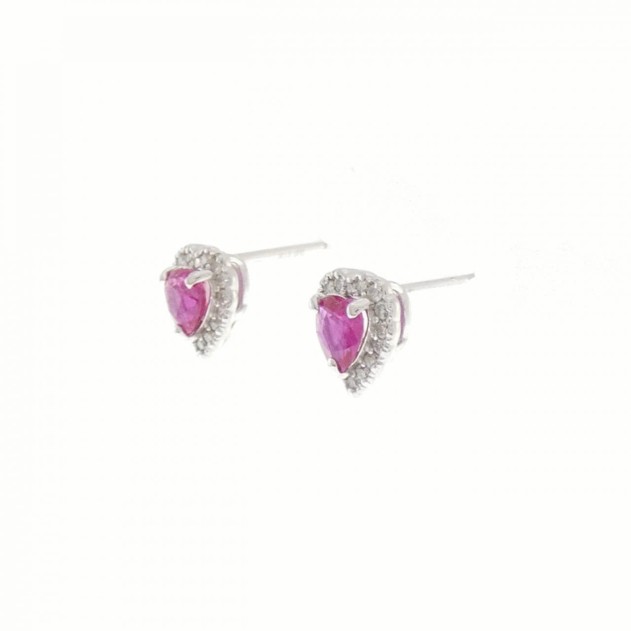 K18WG ハート ルビー ピアス 0.69CT