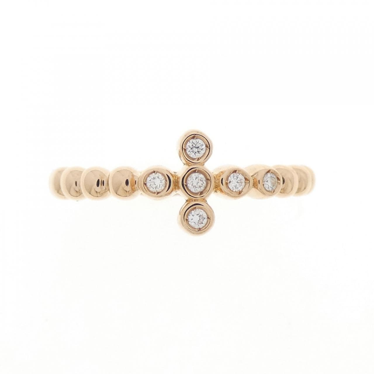 750PG クロス ダイヤモンド リング 0.05CT