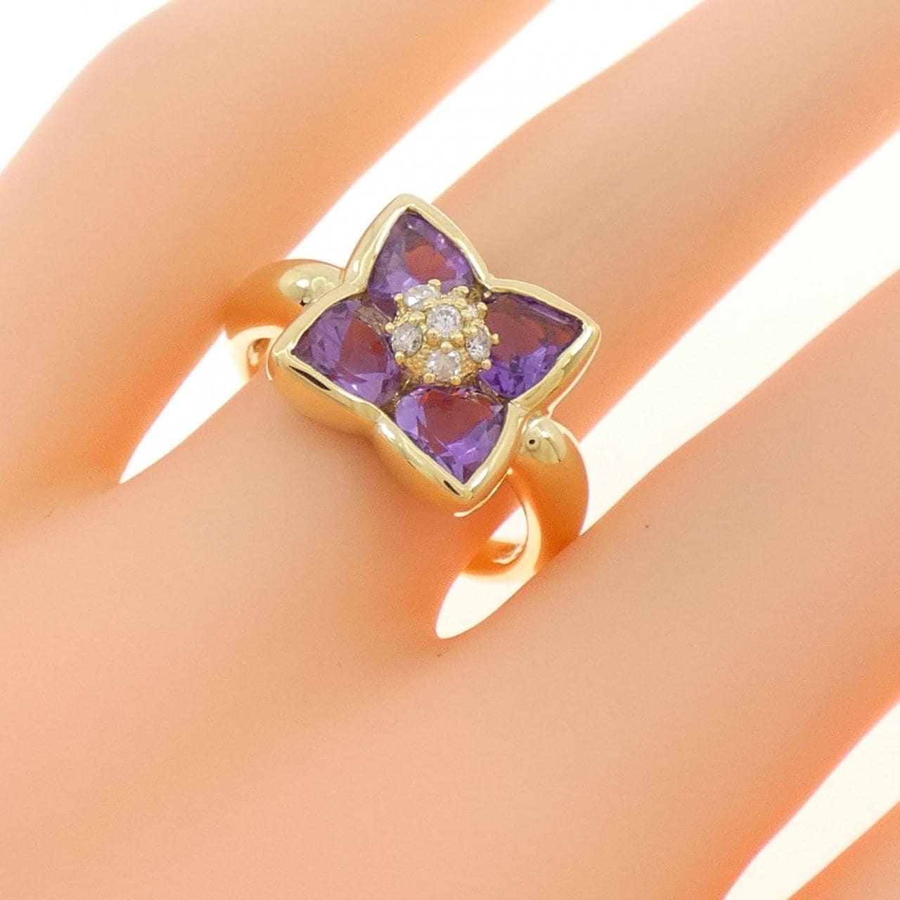 K18YG Flower Amethyst Ring