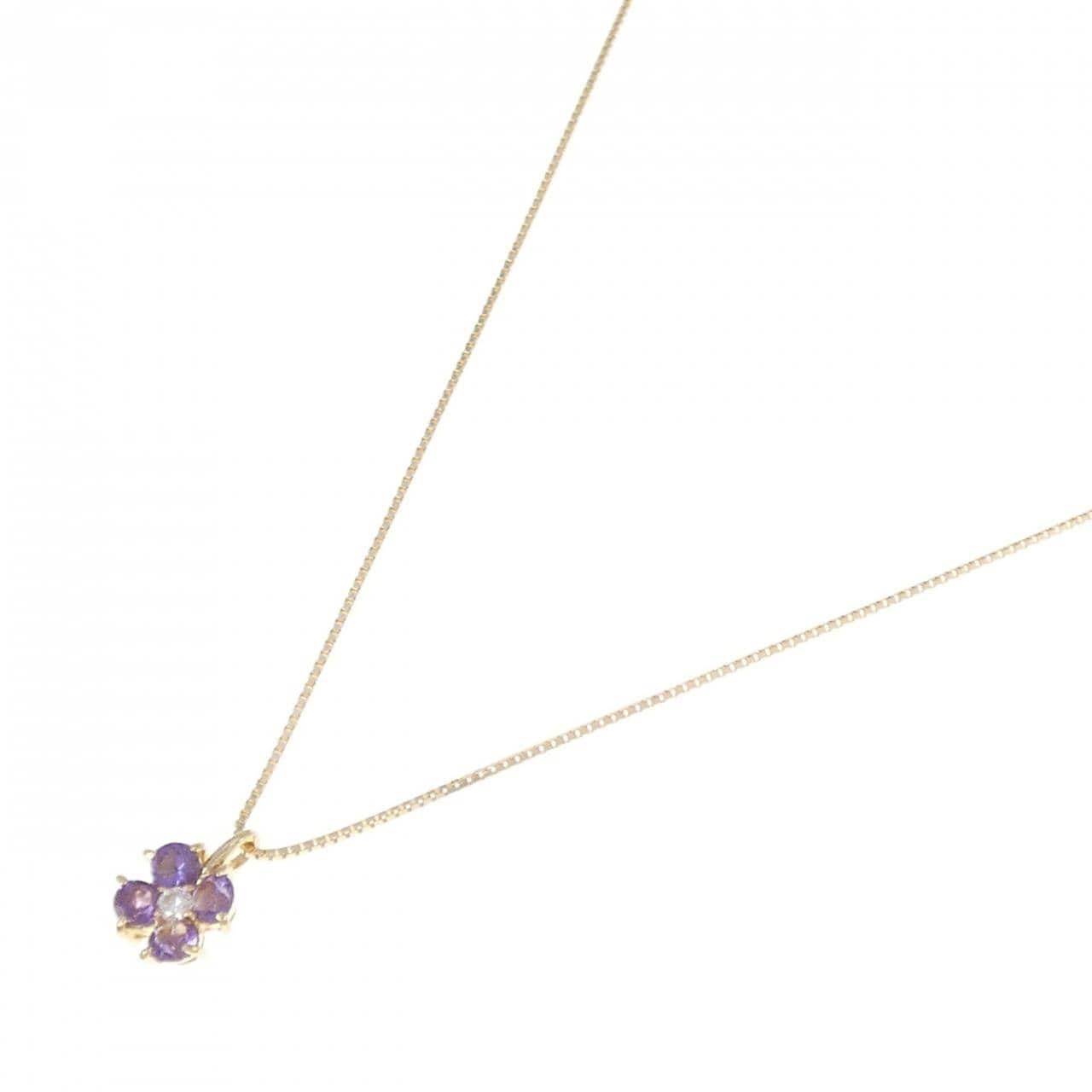 K18YG flower amethyst necklace