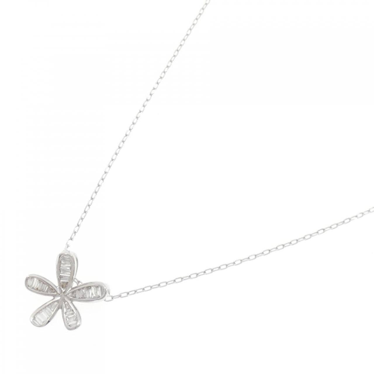 K18WG フラワー ダイヤモンド ネックレス 0.20CT