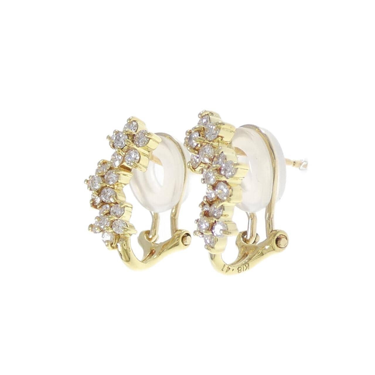 K18YG フラワー ダイヤモンド ピアス 0.82CT