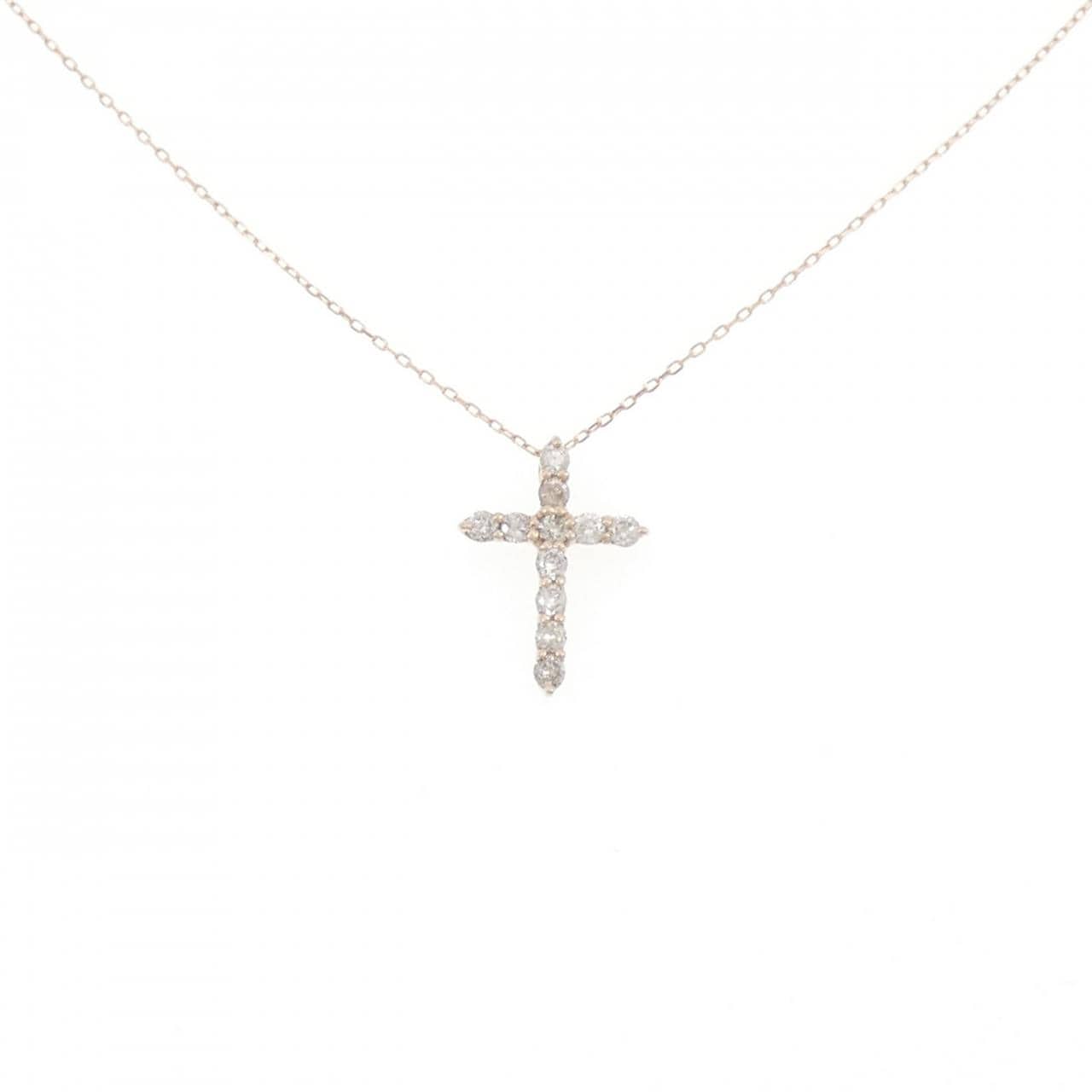 K18PG クロス ダイヤモンド ネックレス 0.20CT