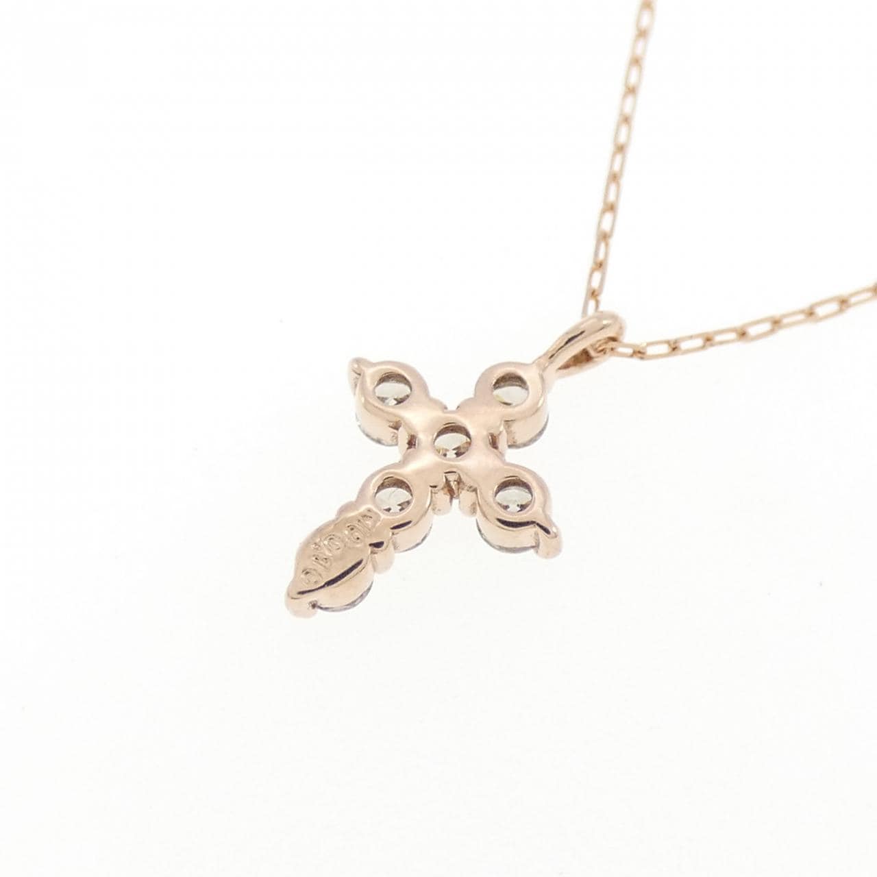 K10PG クロス ダイヤモンド ネックレス 0.10CT