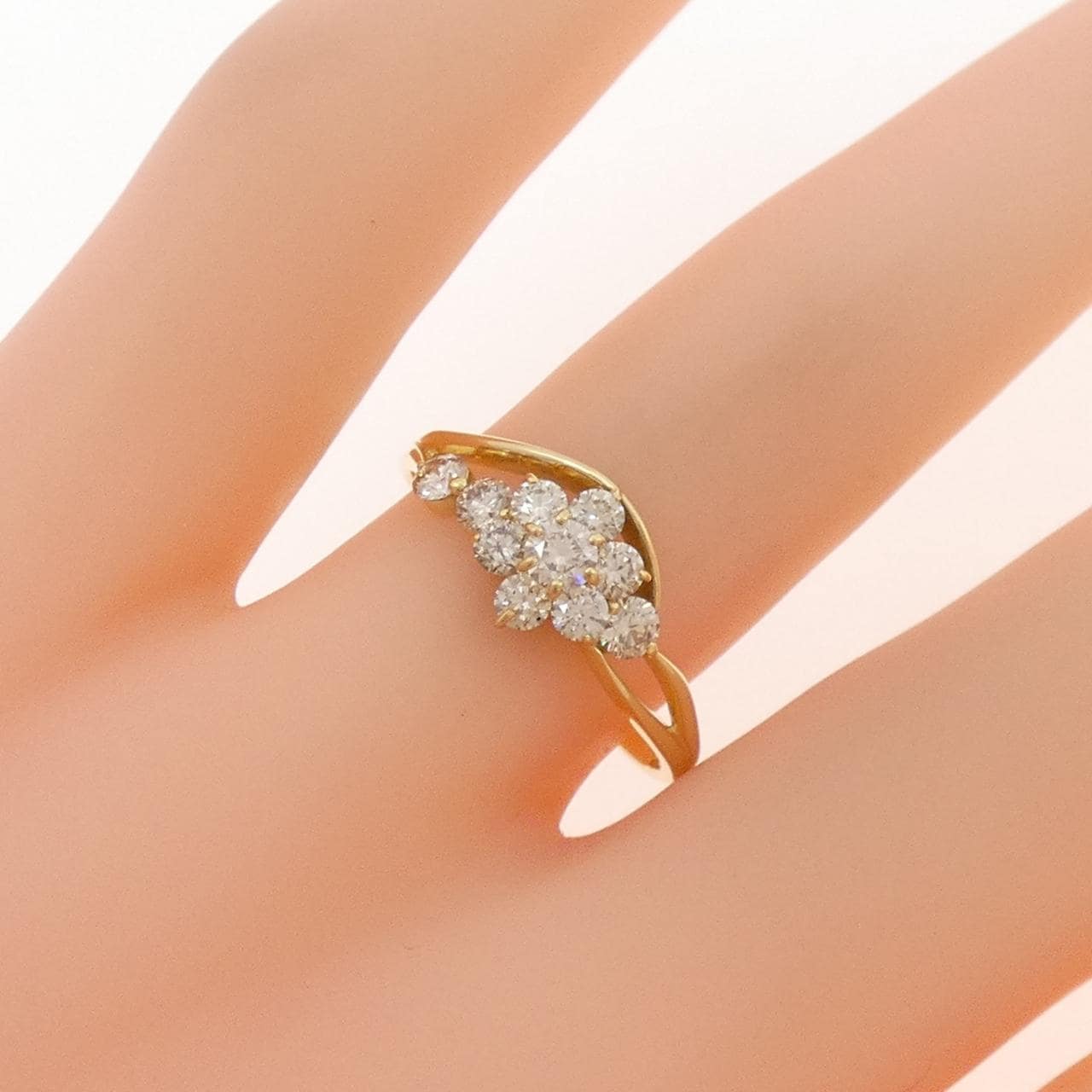 K18YG フラワー ダイヤモンド リング 0.50CT