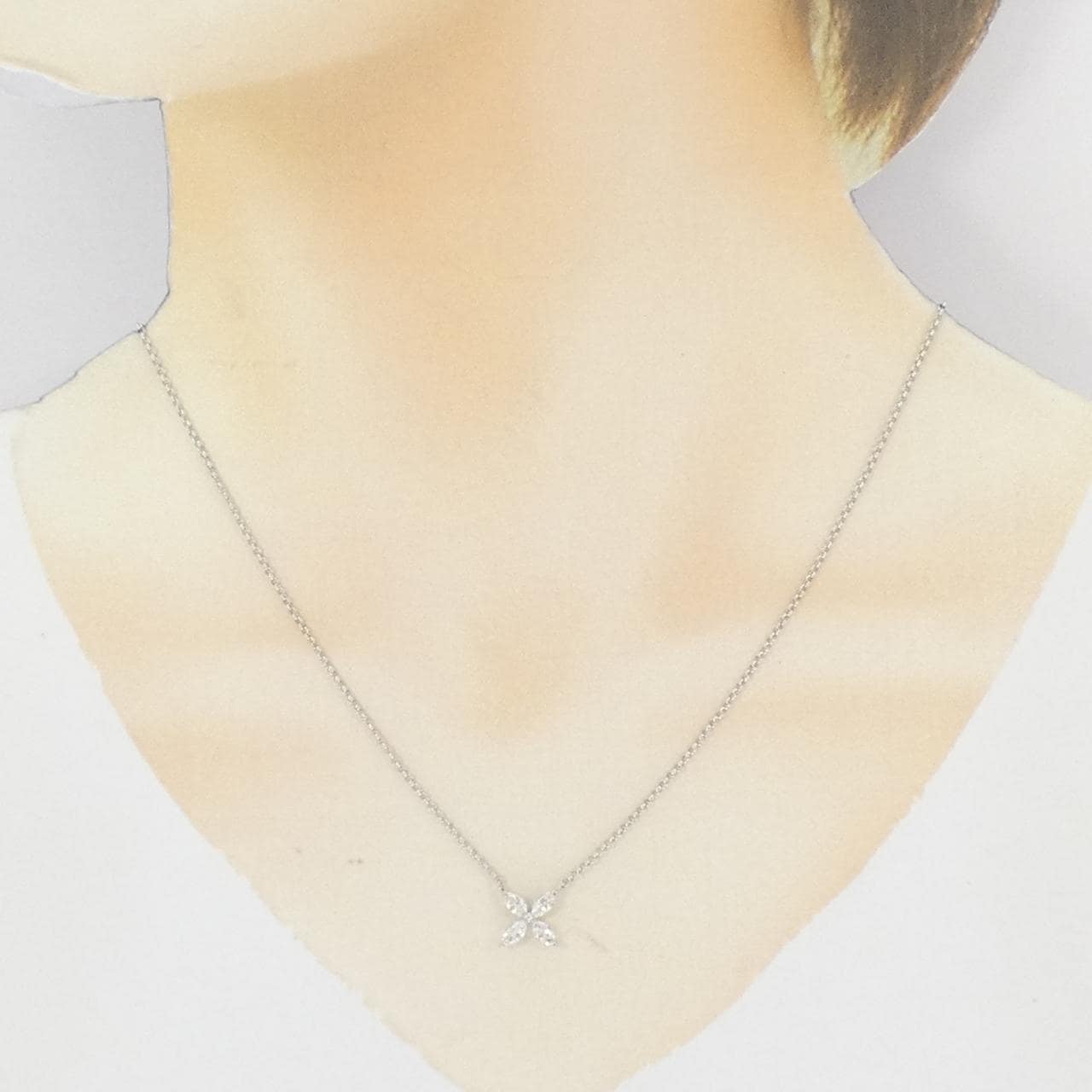 PT900/PT850 フラワー ダイヤモンド ネックレス 0.50CT