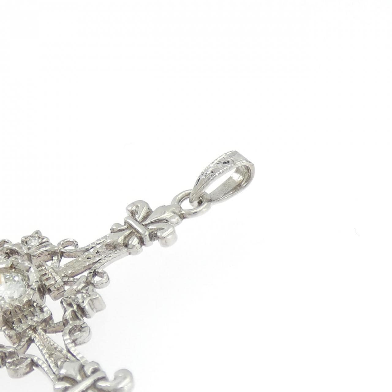 K18WG クロス ダイヤモンド ペンダント 0.231CT