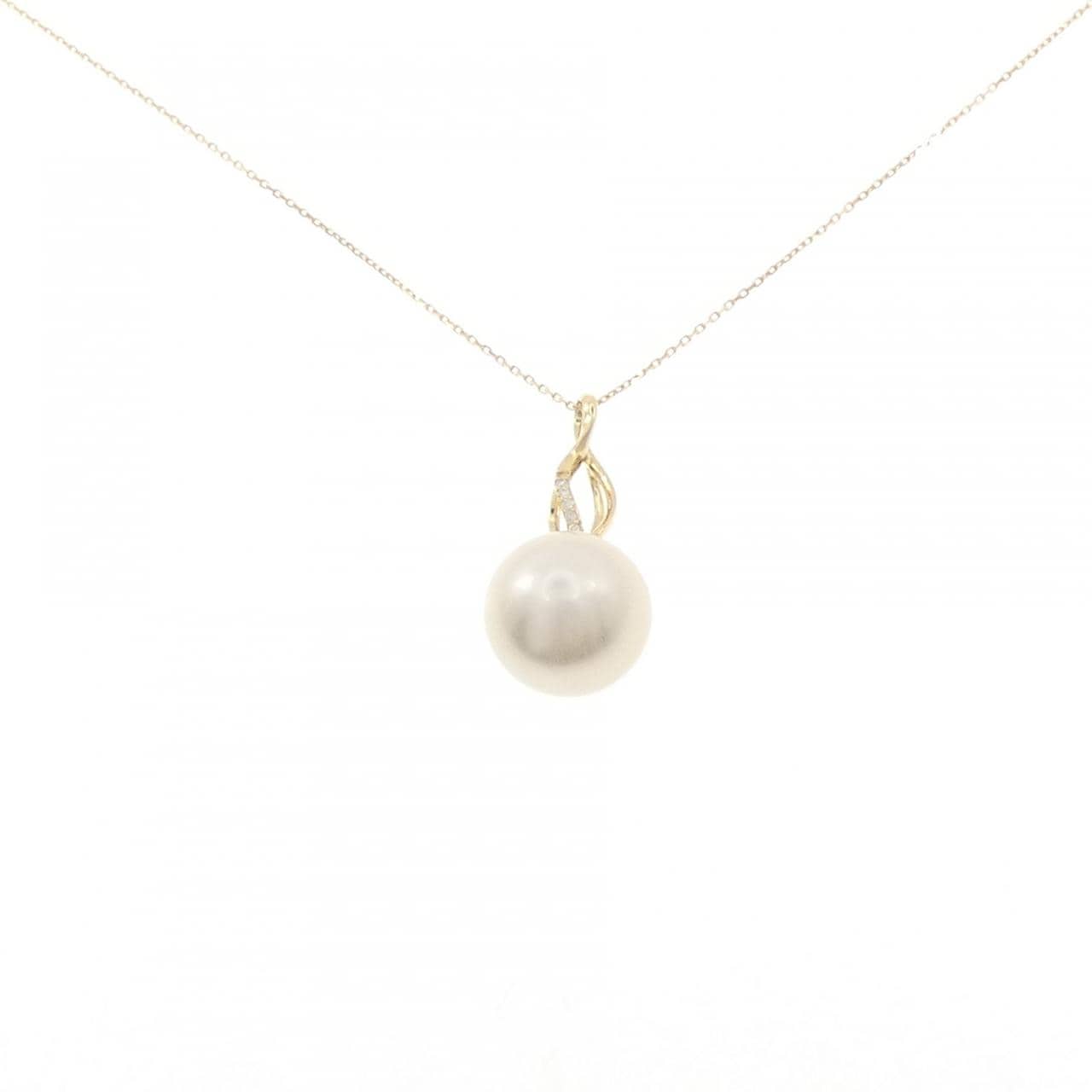 K18YG 白蝶パール ネックレス 13.4mm