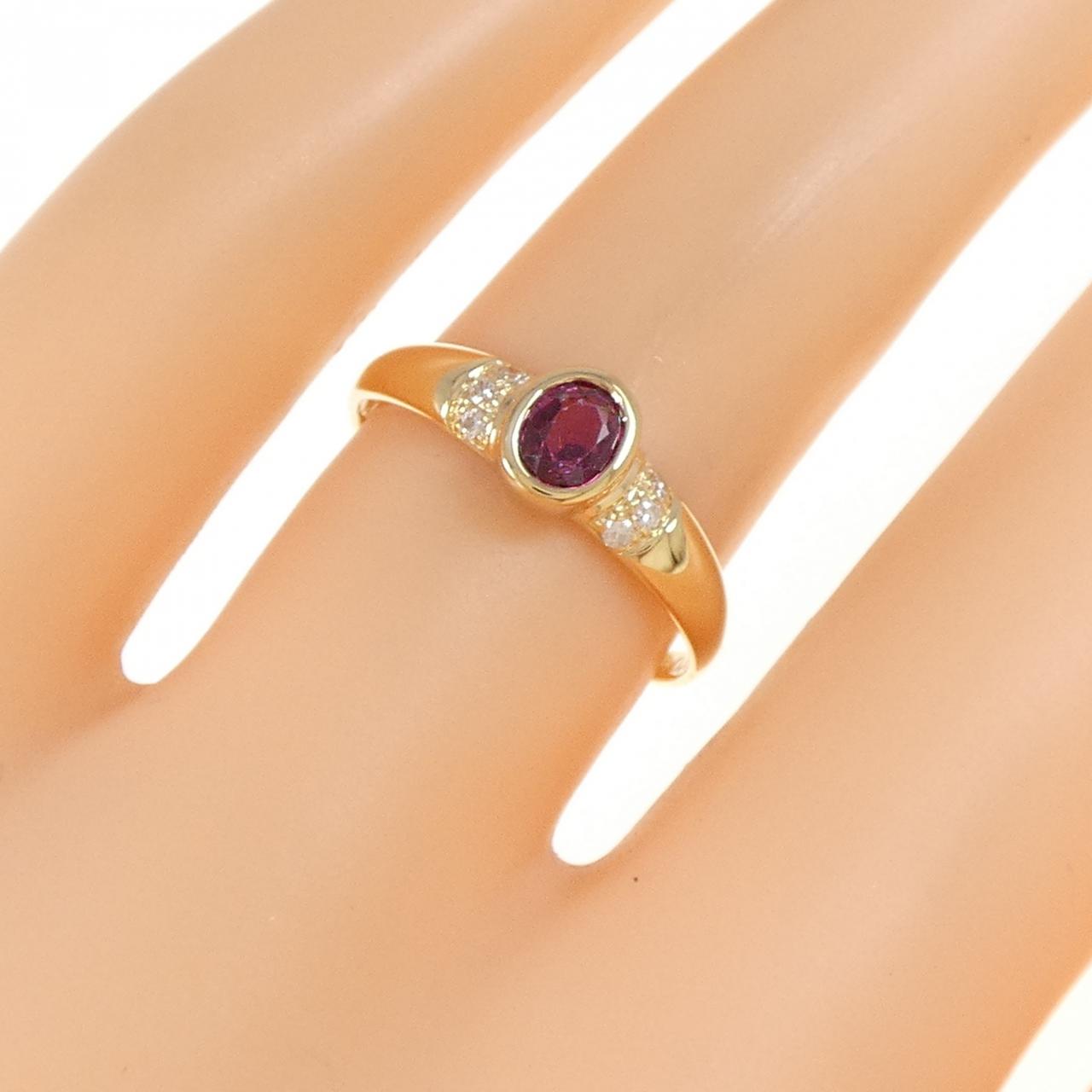 K18YG ルビー リング 0.37CT