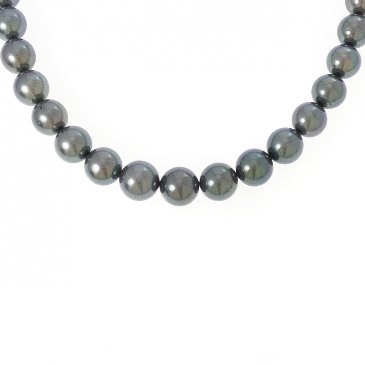 シルバークラスプ 黒蝶パール ネックレス 8-10.5mm