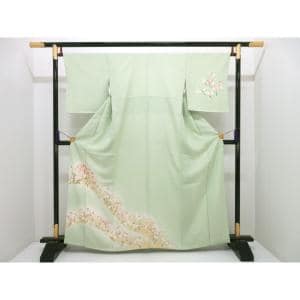 【未使用品】訪問着　友禅金彩加工　刺繍入りボカシ染