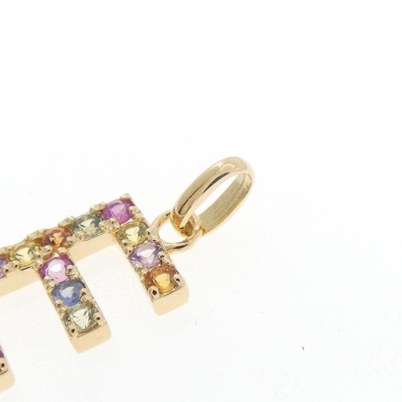 【新品】18K黄金字母E蓝宝石吊坠，0.24克拉