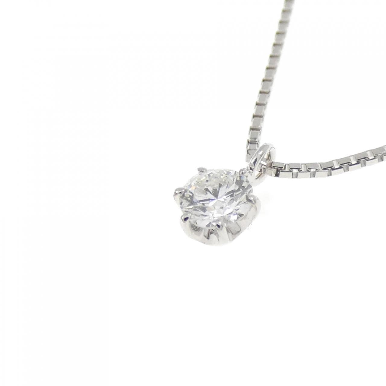 K18WG ソリティア ダイヤモンド ネックレス 0.158CT