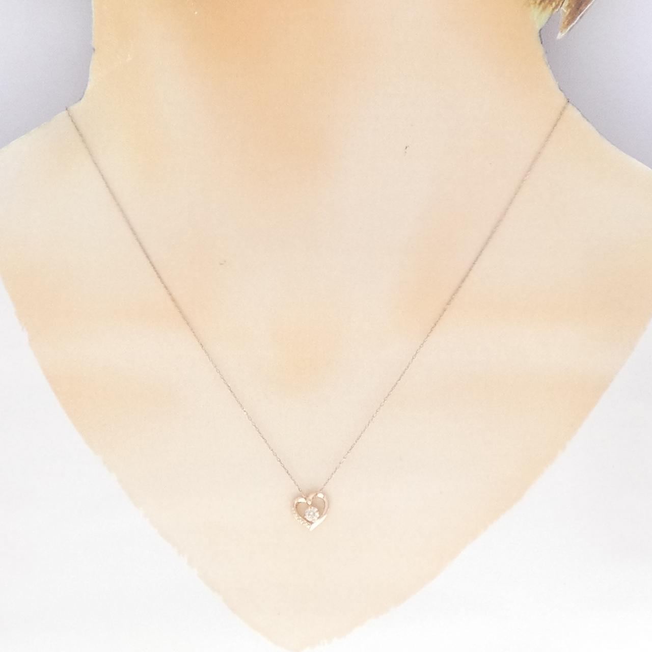 K10PG ハート ダイヤモンド ネックレス