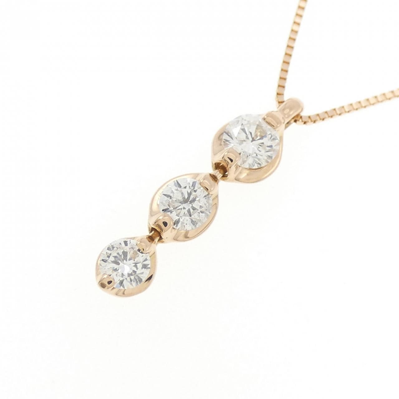 K18PG 三石鑽石項鍊 0.30CT