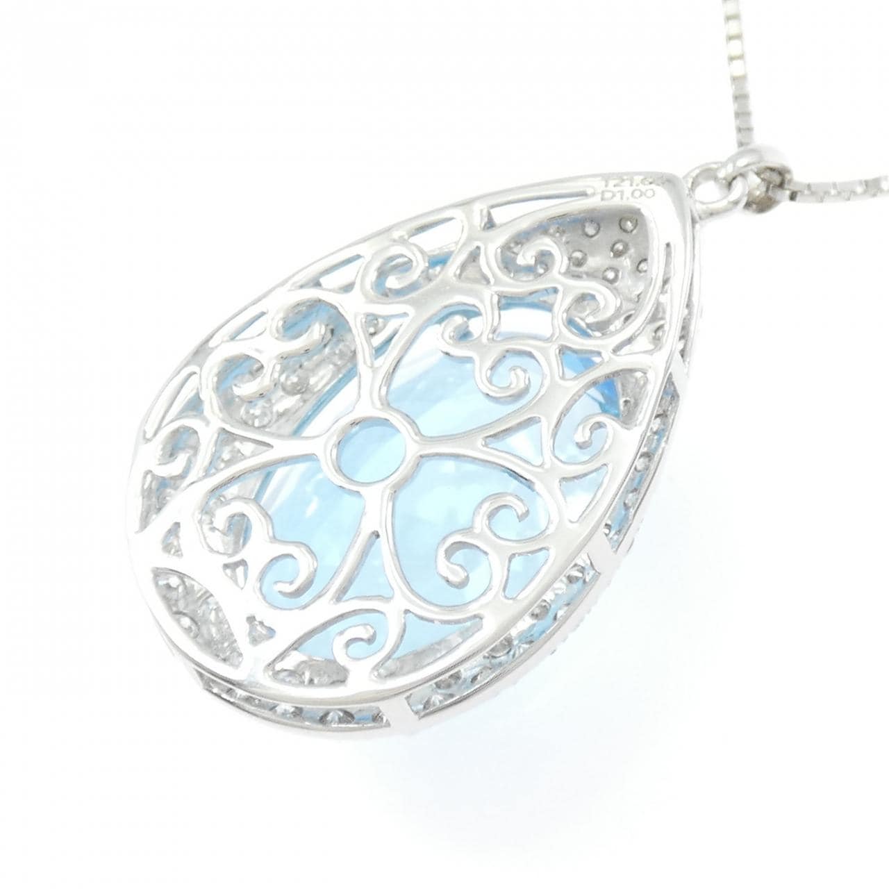 K18WG ブルートパーズ ネックレス 21.60CT