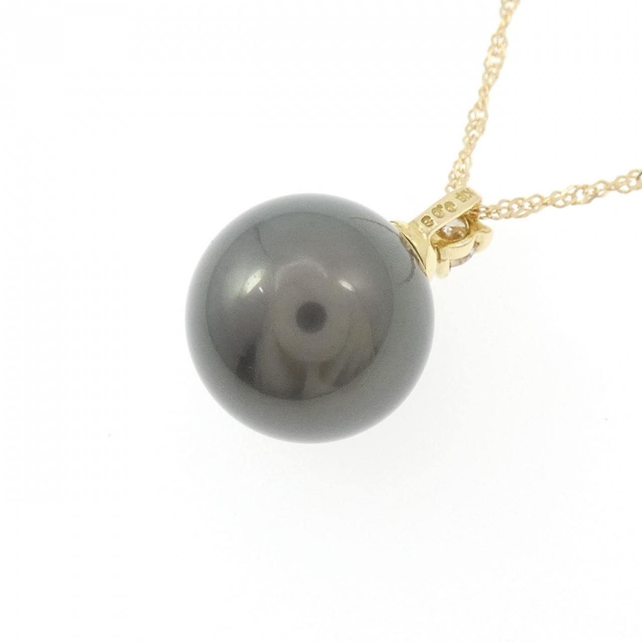 K18YG 黒蝶パール ネックレス 10.4mm