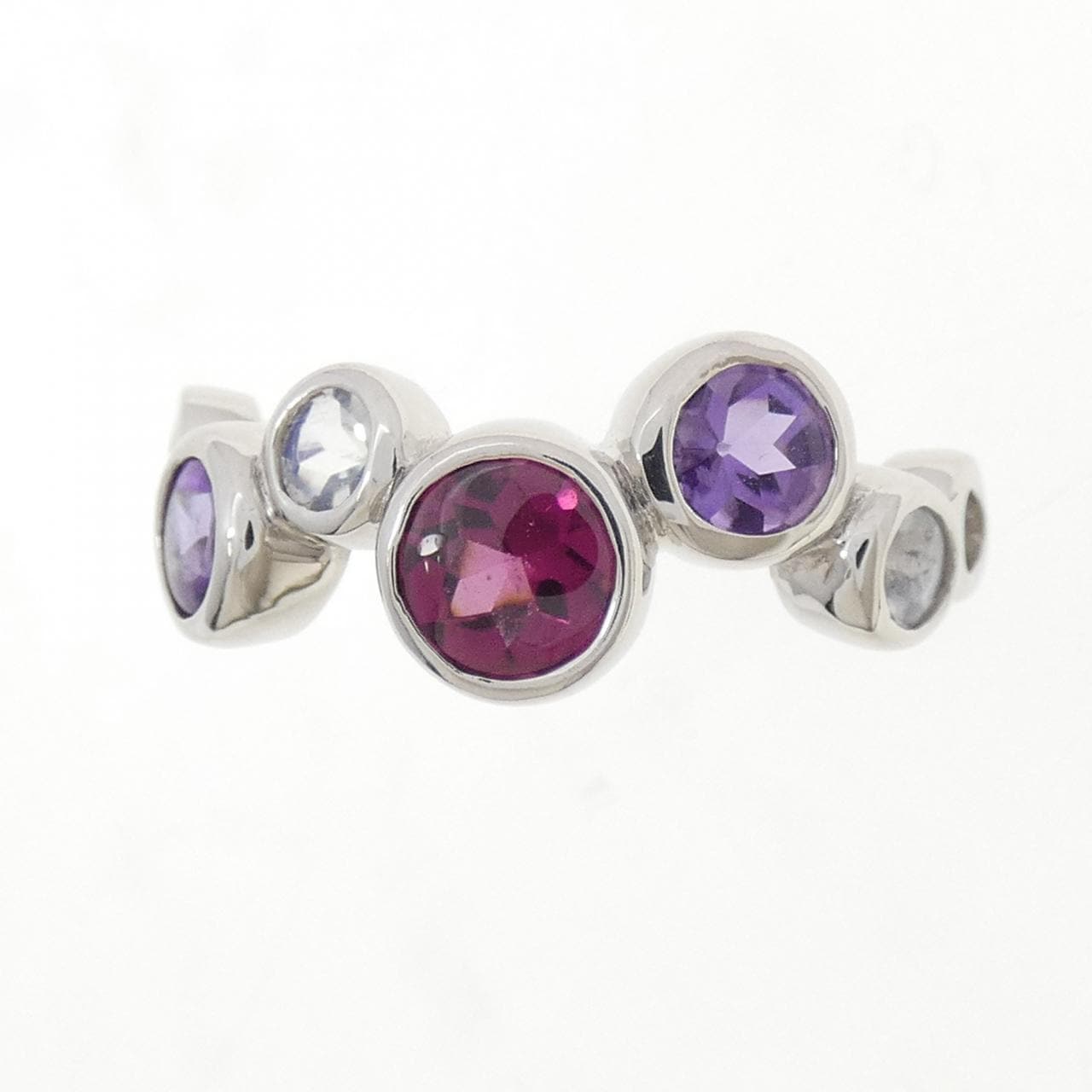 K18WG カラーストーン リング