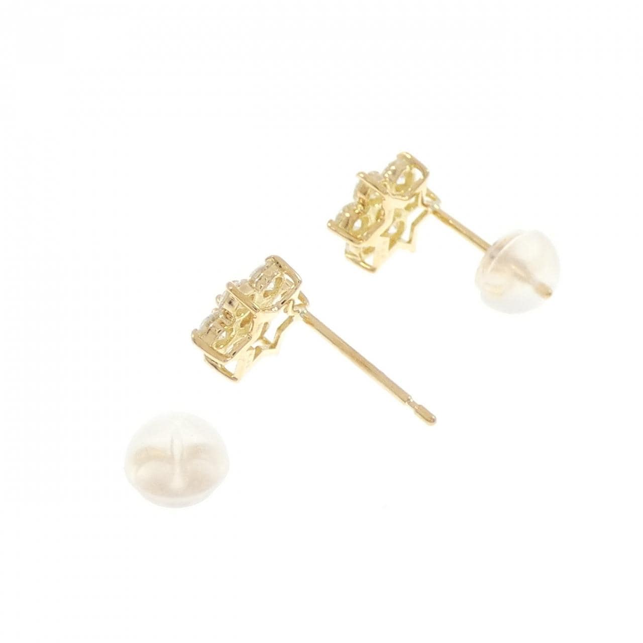 [再加工款] K18YG 花形钻石耳环 0.60CT