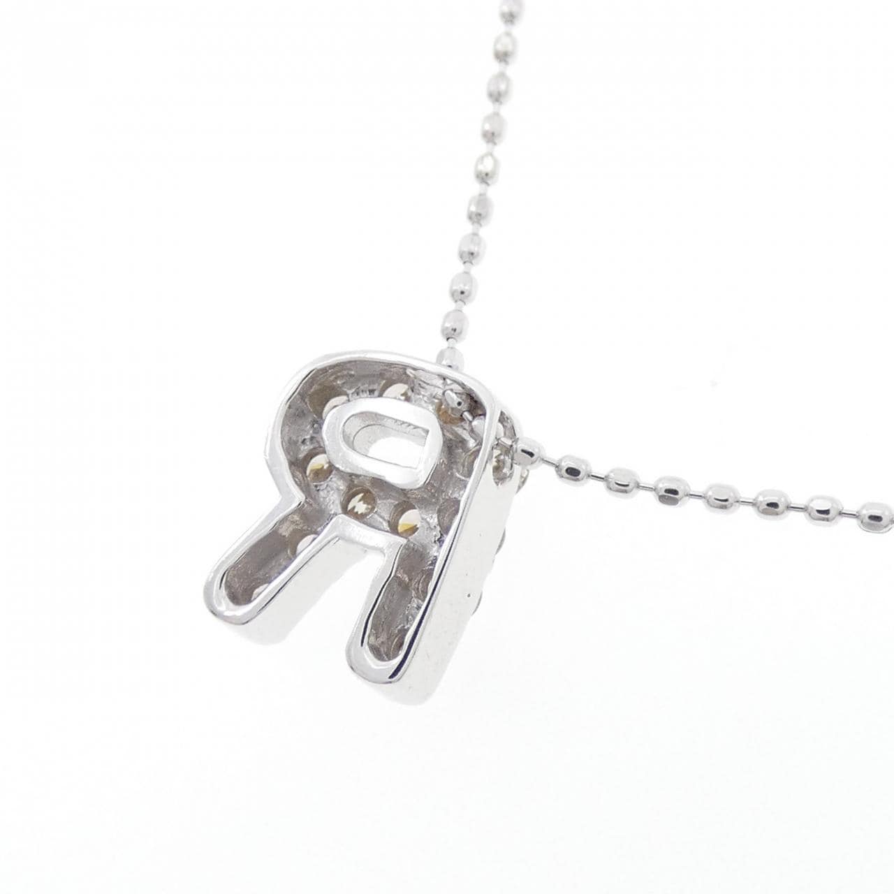 K18WG イニシャルR ダイヤモンド ネックレス 0.27CT