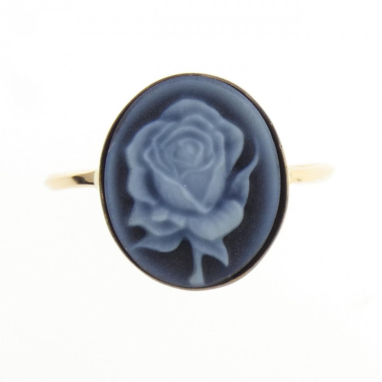 K18YG ローズ メノウカメオ リング