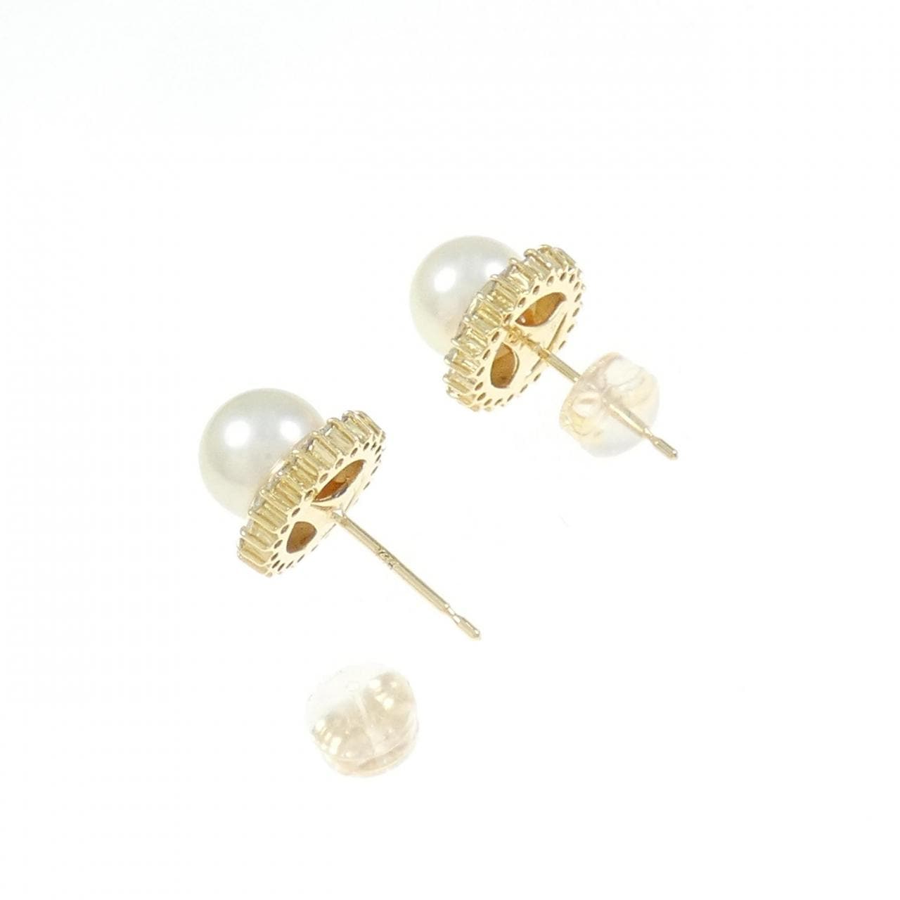 K18YG Akoya pearl earrings 7.6mm