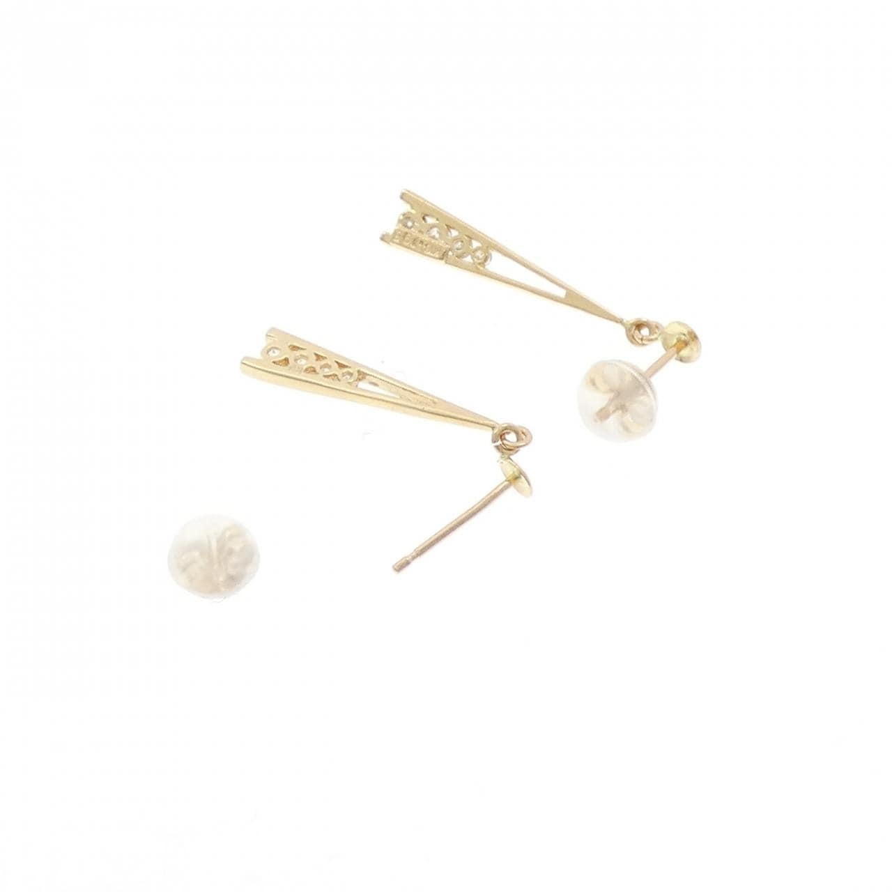 K18YG钻石耳环，0.196克拉