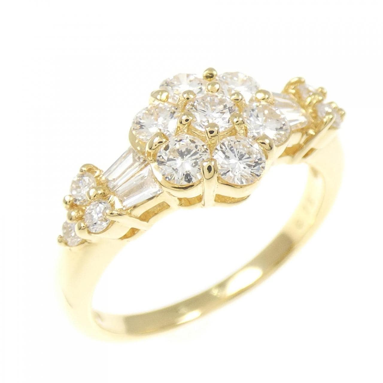 K18YG フラワー ダイヤモンド リング 0.75CT