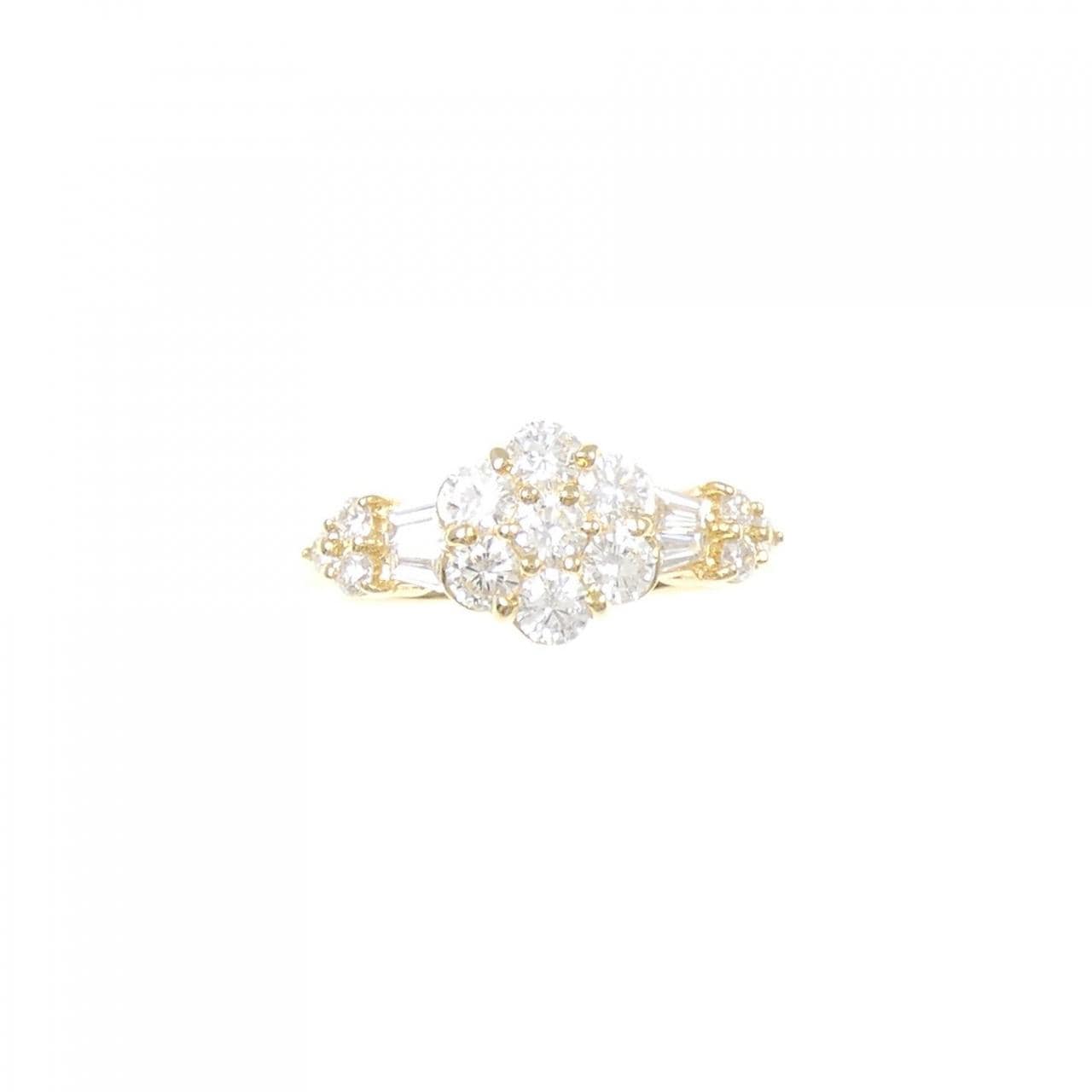 K18YG フラワー ダイヤモンド リング 0.75CT