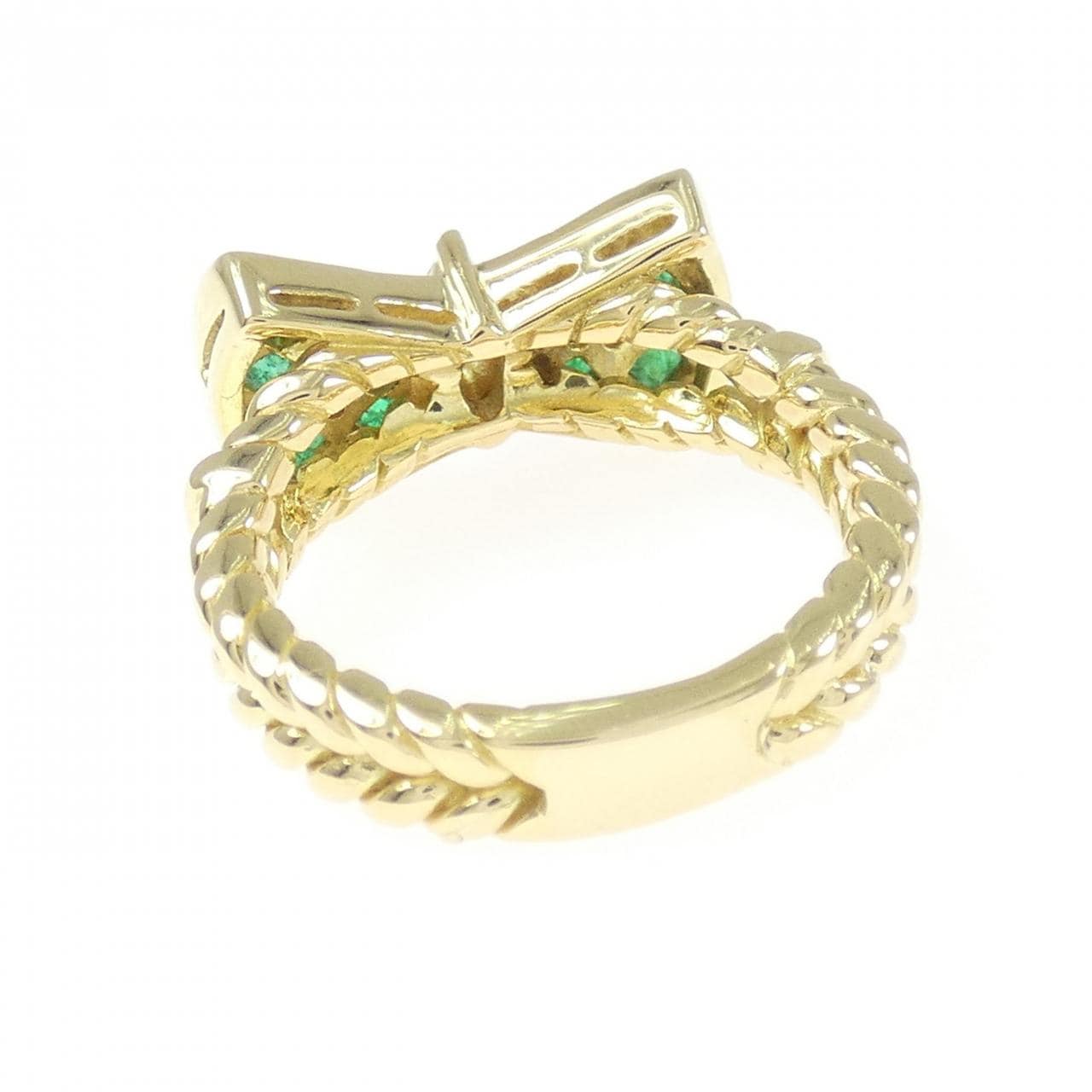 K18YG リボン エメラルド リング 0.52CT