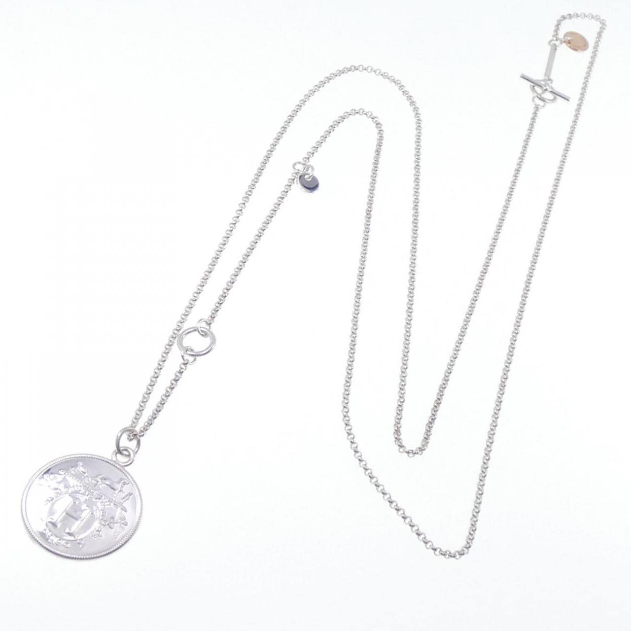 Hermes Mini Pop H Necklace. Marron Glace/Silver - Lilac Blue London