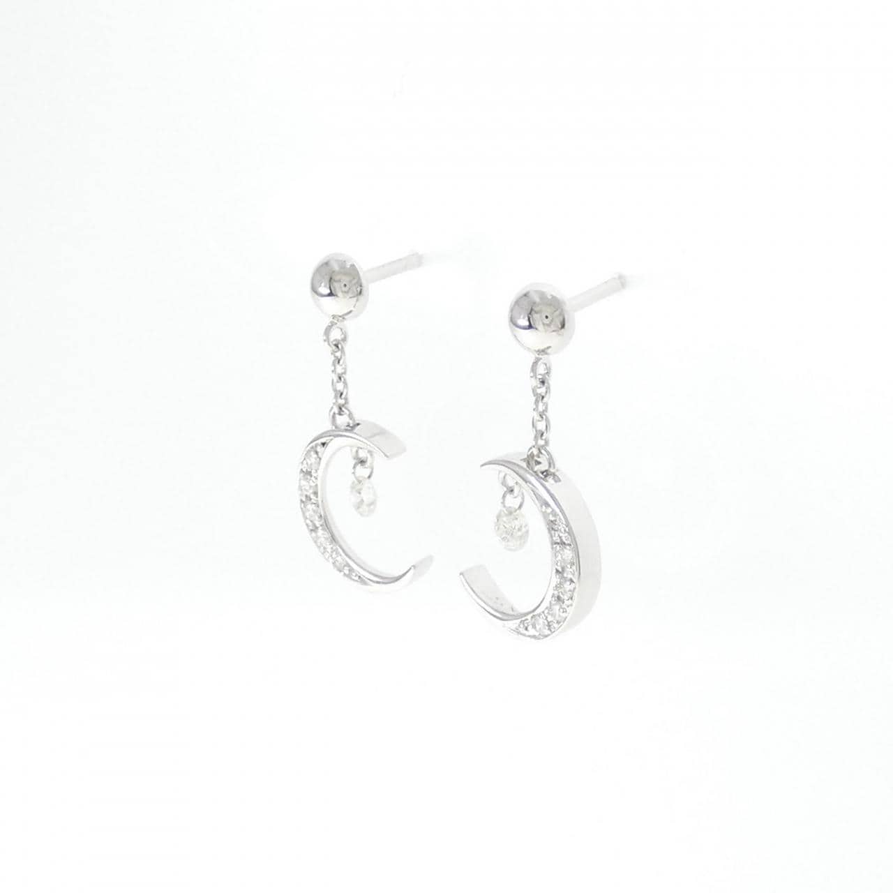 K18WG moon Diamond earrings 0.22CT