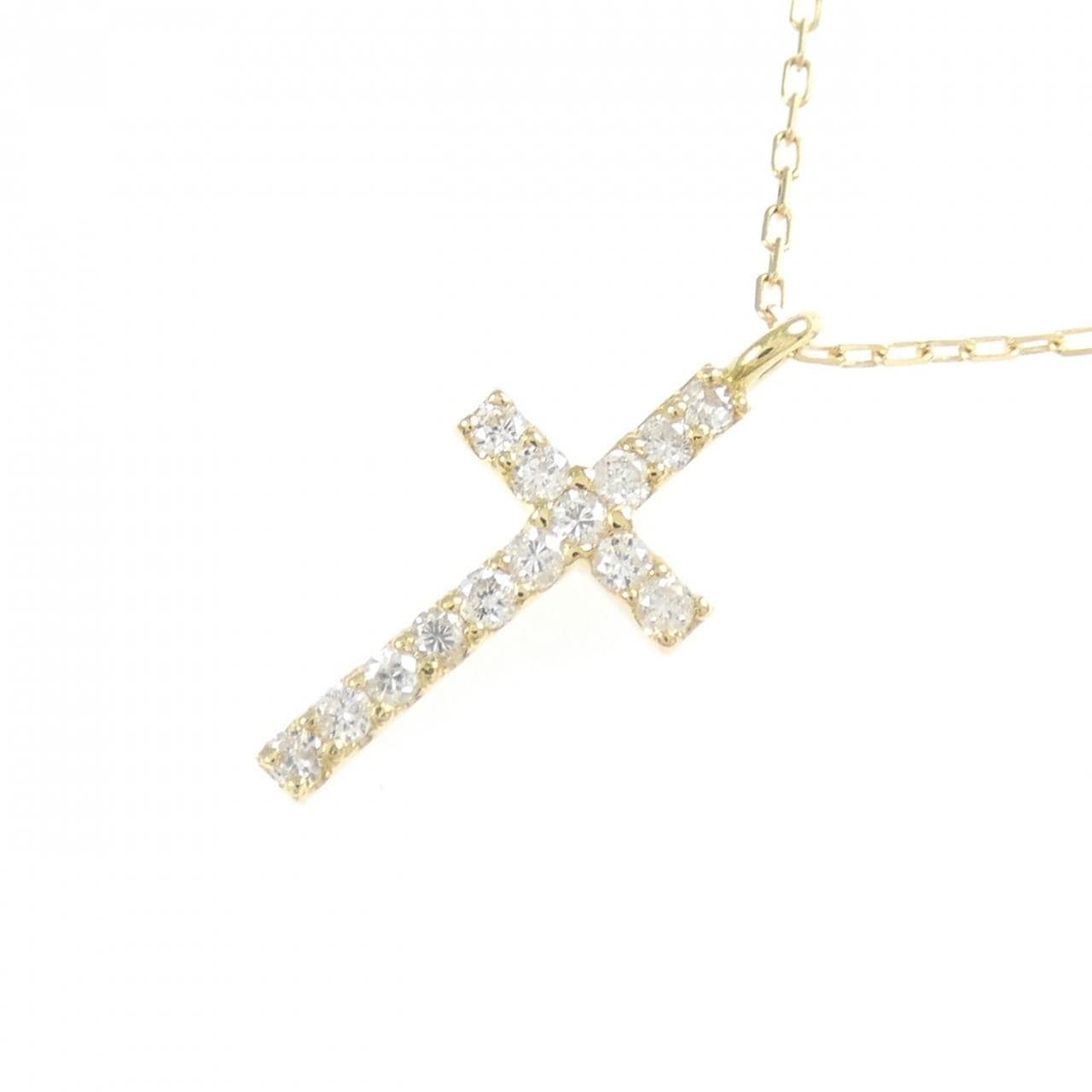 K18YG クロス ダイヤモンド ネックレス 0.14CT