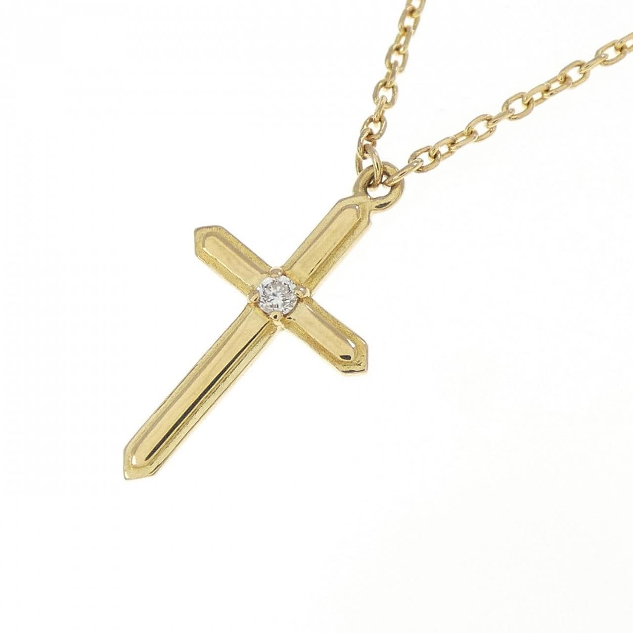 K18YG クロス ダイヤモンド ネックレス