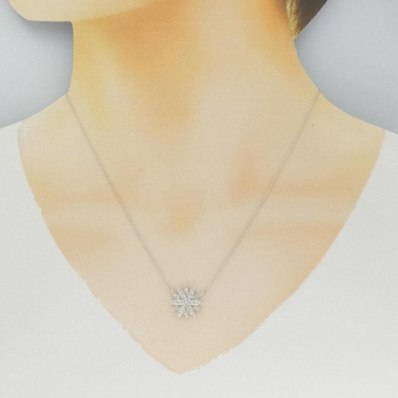 K18WG ダイヤモンド ネックレス 0.22CT
