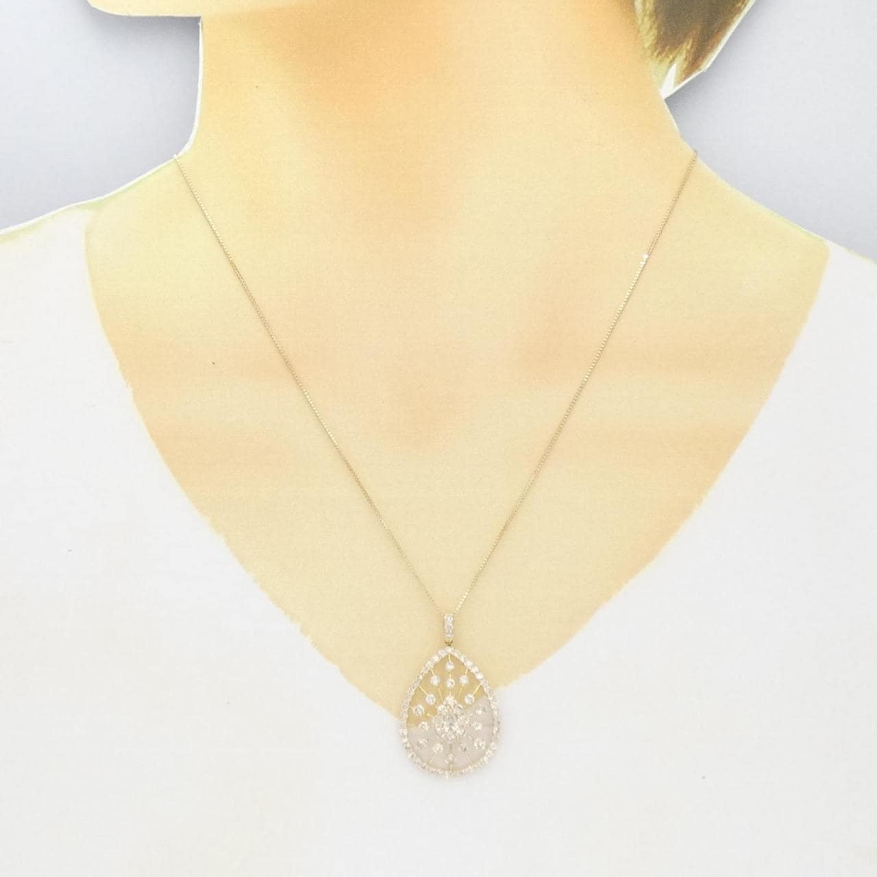 [BRAND NEW] K18YG Diamond necklace 2.00CT