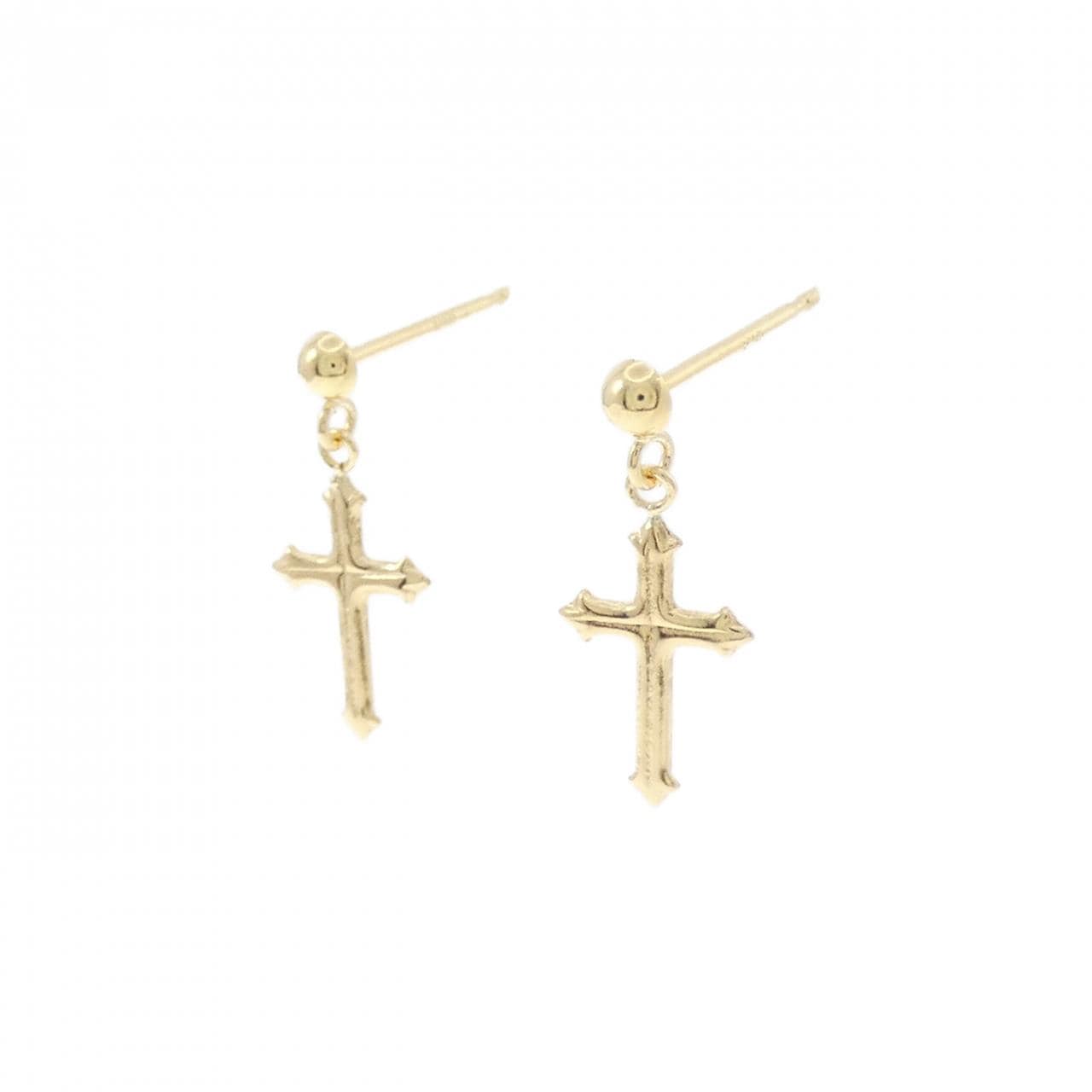 [BRAND NEW] K18YG cross earrings