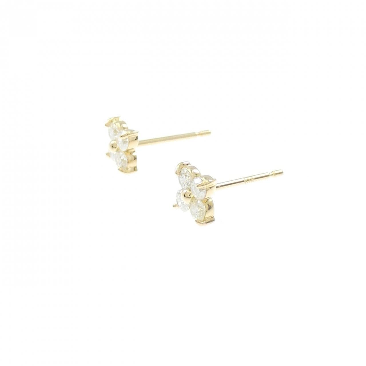 [再加工款] K18YG花朵钻石耳环0.30CT