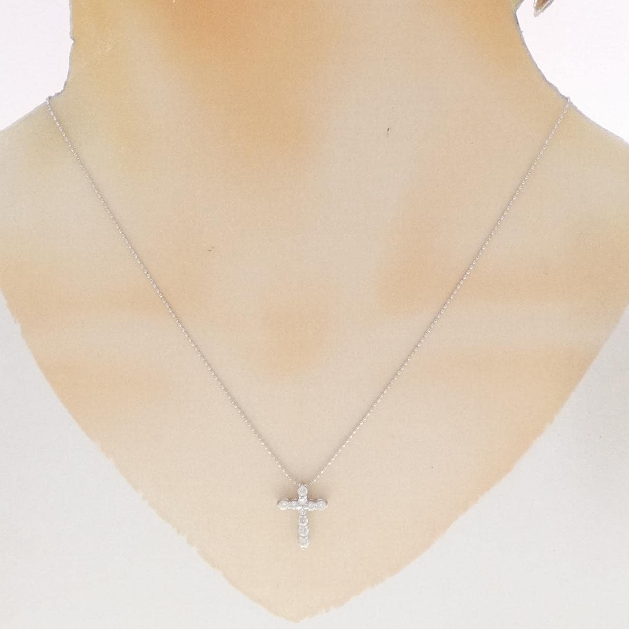 K18WG クロス ダイヤモンド ネックレス 0.50CT