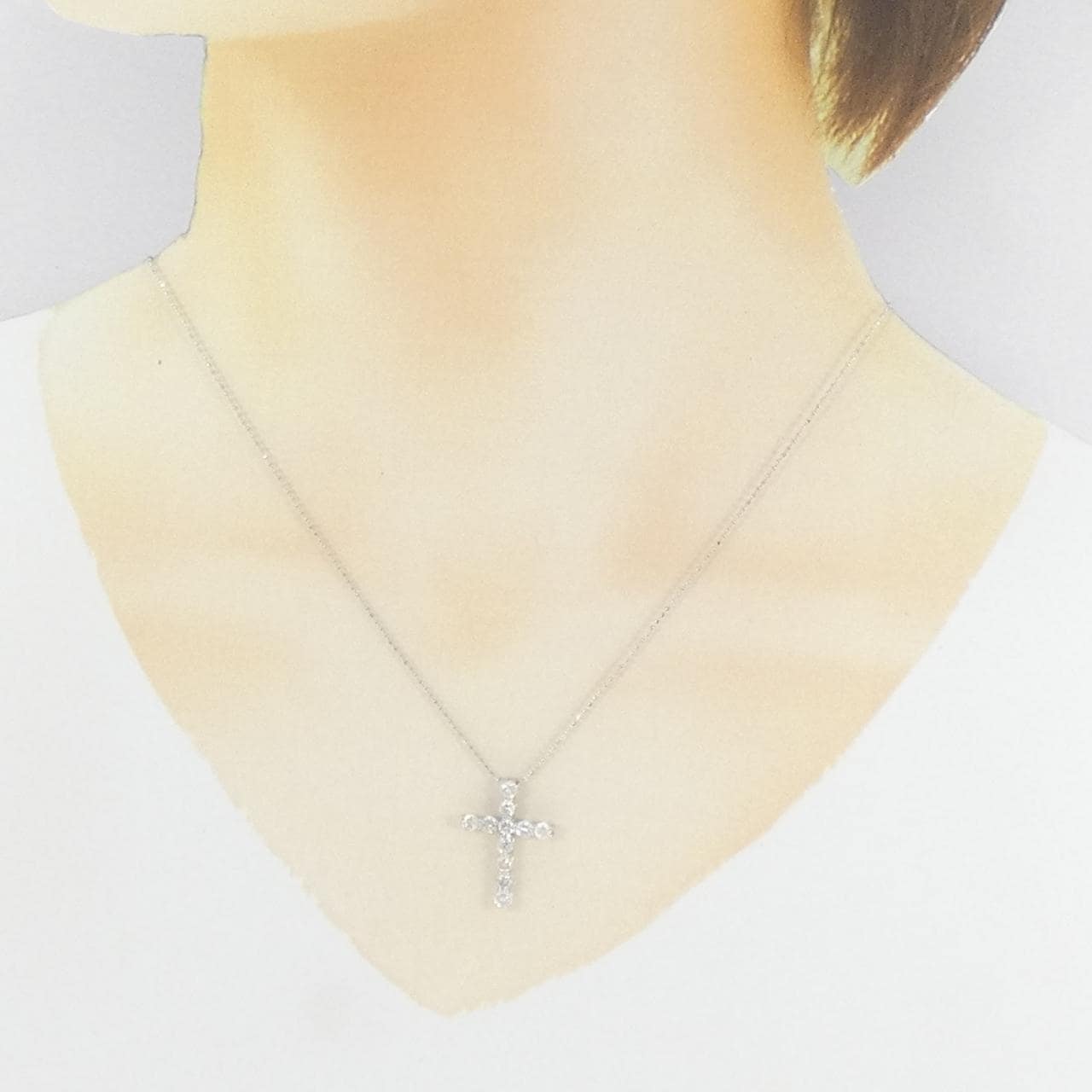 K18WG クロス ダイヤモンド ネックレス 1.00CT