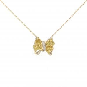 K18YG/K18WG リボン ダイヤモンド ネックレス 0.83CT